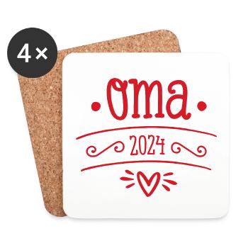 Oma 2024 Geschenk Geburt Enkelkind - Untersetzer (4er-Set) - Weiß - Vorne