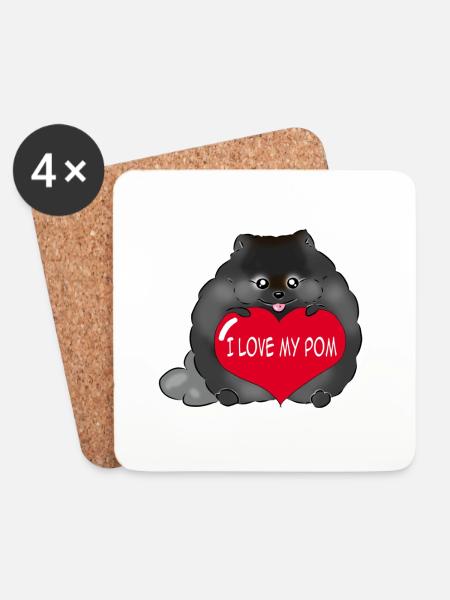 Ich liebe meinen Pom schwarz - Untersetzer (4er-Set) - Weiß