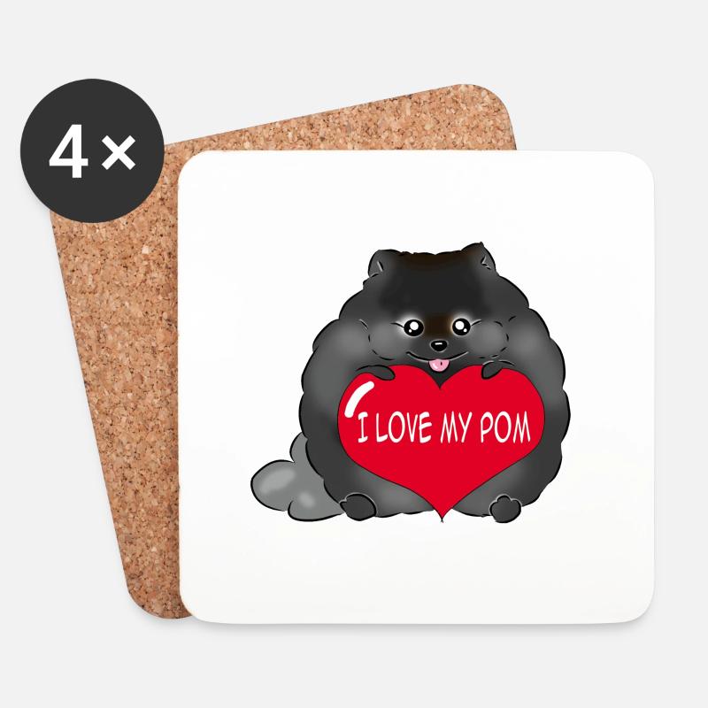 Ich liebe meinen Pom schwarz - Untersetzer (4er-Set) - Weiß