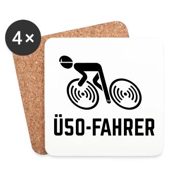 Ü50-Fahrer (Rennradfahrer / Rennrad / Fahrrad / B) - Untersetzer (4er-Set) - Weiß - Vorne