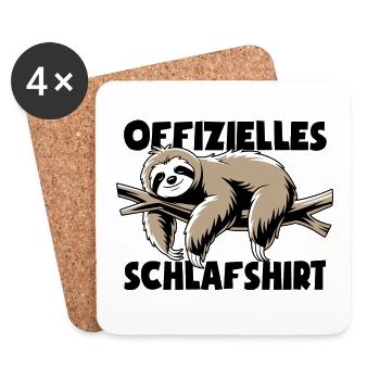 Faultier Offizielles Schlafshirt Pyjama - Untersetzer (4er-Set) - Weiß - Vorne