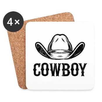 Cow-boy - Dessous de verre (lot de 4) - blanc - Devant