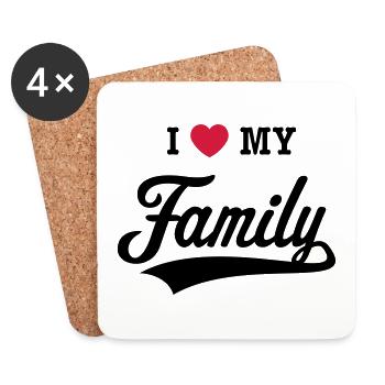 I Love My Family! (J'Aime Ma Famille ! / 2C) - Dessous de verre (lot de 4) - blanc - Devant
