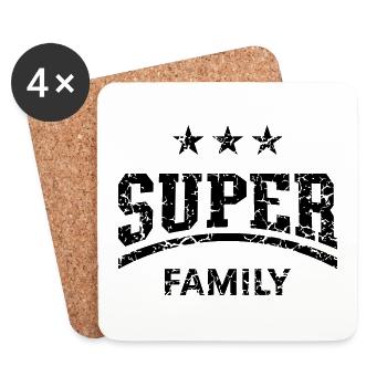 Super Family (Familie / Vater / Mutter / Vintage) - Untersetzer (4er-Set) - Weiß - Vorne