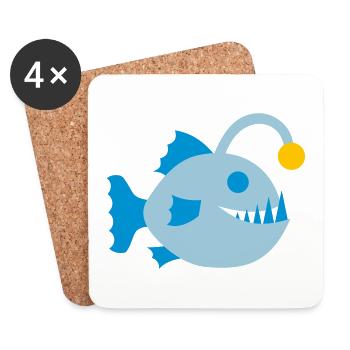Fisch Anglerfisch Tiefsee Biolumineszenz Symbol - Untersetzer (4er-Set) - Weiß - Vorne