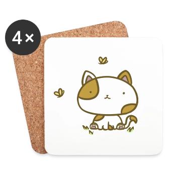 Süße Katze - Untersetzer (4er-Set) - Weiß - Vorne