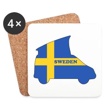 Sweden camper van contour - Coasters (set of 4) - white - Front