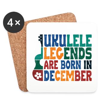 Ukulele Legends are born in December - Untersetzer (4er-Set) - Weiß - Vorne