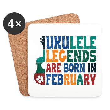 Ukulele Legends are born in February - Untersetzer (4er-Set) - Weiß - Vorne