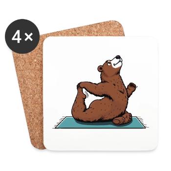 Yoga Bär - Untersetzer (4er-Set) - Weiß - Vorne