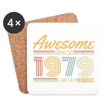 1979 Vintage rétro Vintage cadeau d’anniversaire - Dessous de verre (lot de 4) - blanc - Devant