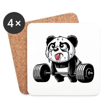 Musculation Panda : Humoristique - Dessous de verre (lot de 4) - blanc - Devant