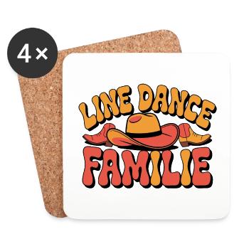 Line Dance Familie. Die ganze Familie tanzt - Untersetzer (4er-Set) - Weiß - Vorne