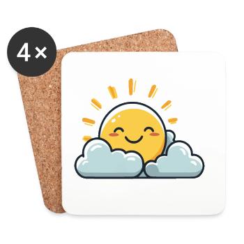 Soleil - Dessous de verre (lot de 4) - blanc - Devant