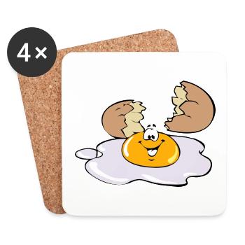 Spiegelei Ei Egg - Untersetzer (4er-Set) - Weiß - Vorne