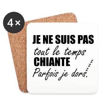 Je ne suis pas tout le temps chiante t-shirt femme - Dessous de verre (lot de 4) - blanc - Devant