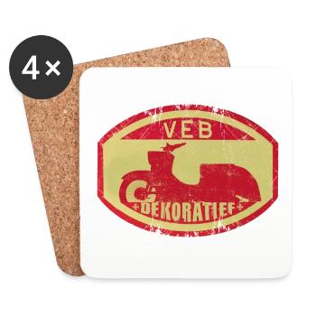 Simsom Schwalbe - VEB DEKORATIEF Vintage Logo DDR - Untersetzer (4er-Set) - Weiß - Vorne