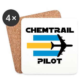 Pilote de chemtrail (aéronef avec chemtrails) - Dessous de verre (lot de 4) - blanc - Devant