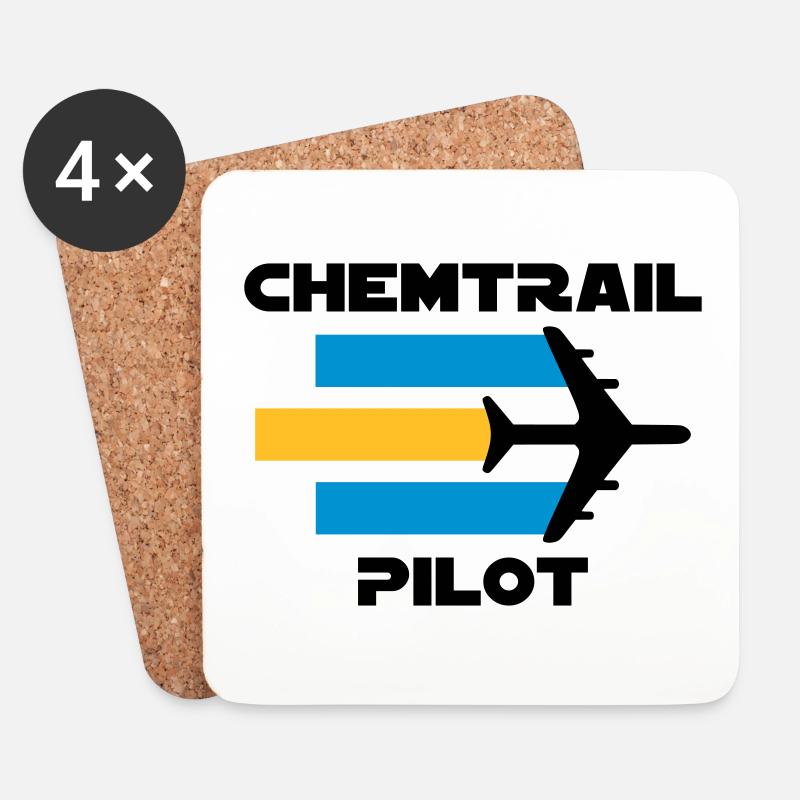 Chemtrailpilot (Flugzeug mit Chemtrails) - Untersetzer (4er-Set) - Weiß