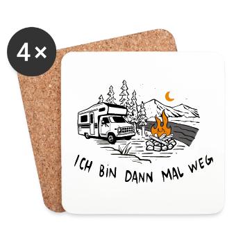 Je serai absent | Camping, camping-car et camping-car - Dessous de verre (lot de 4) - blanc - Devant