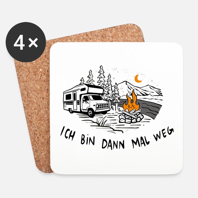 Ich bin dann mal weg | Camping, Camper & Wohnmobil - Untersetzer (4er-Set) - Weiß