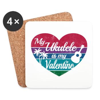 My Ukulele is my Valentine - Untersetzer (4er-Set) - Weiß - Vorne