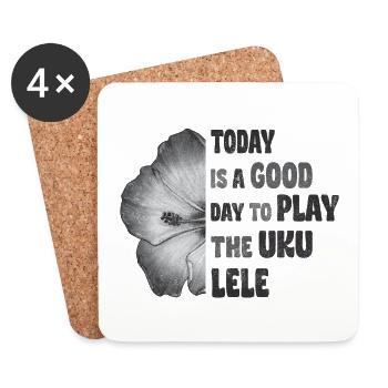 Today is a good day to play the Ukulele Hibiscus - Coasters (set of 4) - white - Front