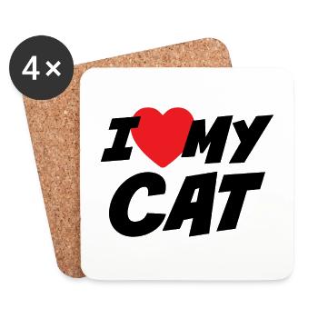 I Love my Cat - Coasters (set of 4) - white - Front