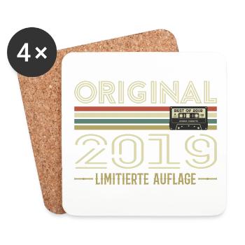 Original 2019 Millésime Rétro Anniversaire Vintage - Dessous de verre (lot de 4) - blanc - Devant