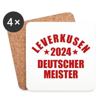Leverkusen - Deutscher Meister 2024 - Untersetzer (4er-Set) - Weiß - Vorne