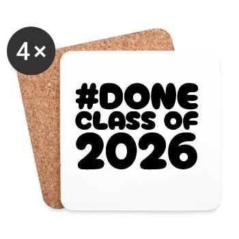 #Done Class of 2026 – Abschluss - Untersetzer (4er-Set) - Weiß - Vorne