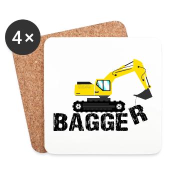 Bagger - Untersetzer (4er-Set) - Weiß - Vorne