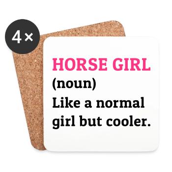 Horse girl, noun, like a normal girl but cooler - Coasters (set of 4) - white - Front