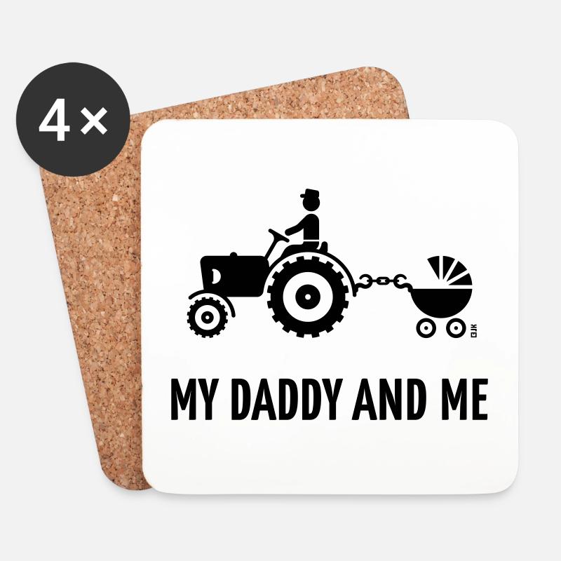 Io e mio papà (trattore e passeggino / carrozzina / B) - Sottobicchieri (set da 4 pezzi) - bianco