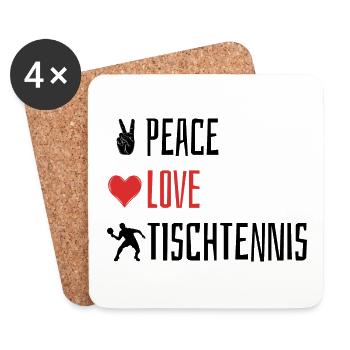 Peace Love Tennis de Table - Coeur - Dessous de verre (lot de 4) - blanc - Devant