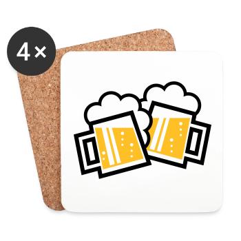 2 chopes à bière bavaroises toast (chopes à bière 2C) - Dessous de verre (lot de 4) - blanc - Devant