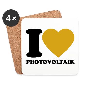 I Love Photovoltaik - Herz - Erneuerbare Energie - Untersetzer (4er-Set) - Weiß - Vorne