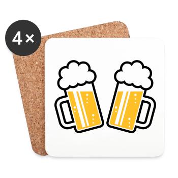 2 chopes à bière À votre santé, à votre santé ! (chopes à bière 2C) - Dessous de verre (lot de 4) - blanc - Devant