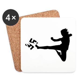 Coup de pied d'arts martiaux anti-racisme - Dessous de verre (lot de 4) - blanc - Devant