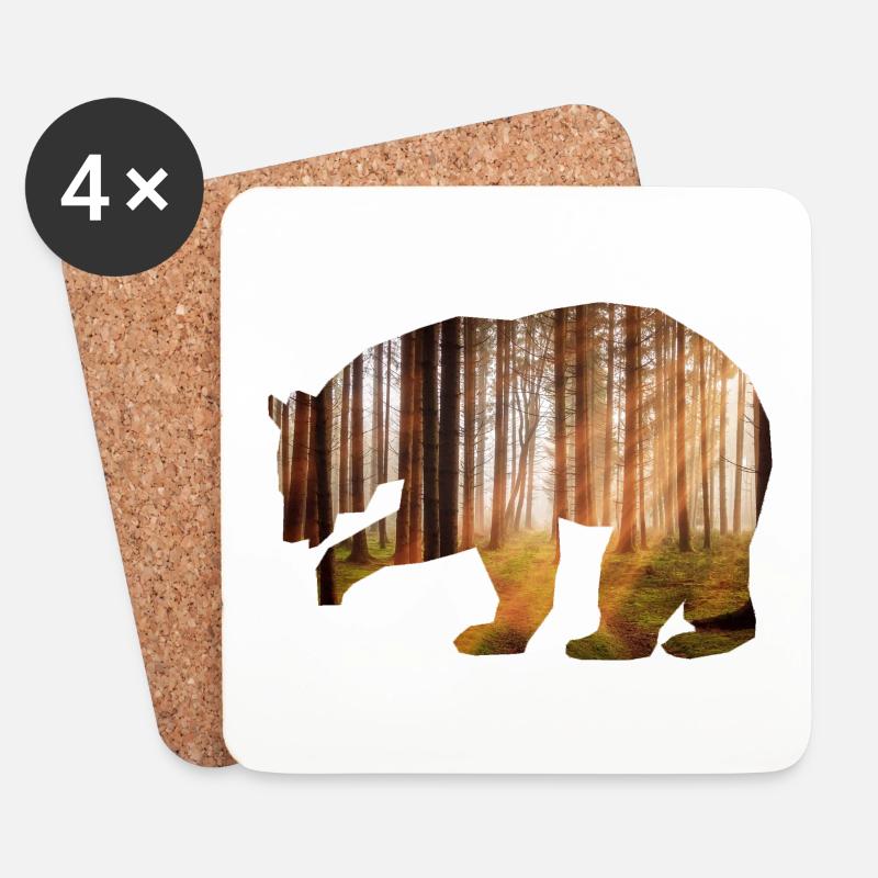 Bear Forest - Untersetzer (4er-Set) - Weiß