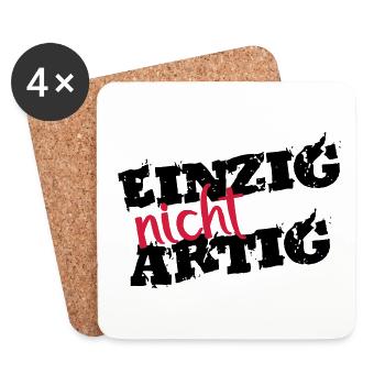 Einzigartig Einzig Lustig Artig Frech Anders Motto - Untersetzer (4er-Set) - Weiß - Vorne