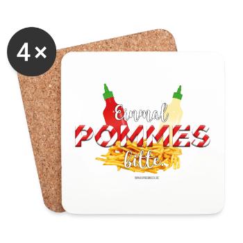 Pommes Schranke T-Shirt Design - Untersetzer (4er-Set) - Weiß - Vorne