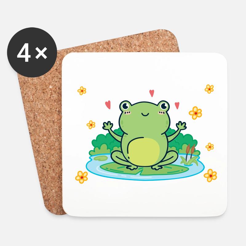 Frosch - Untersetzer (4er-Set) - Weiß