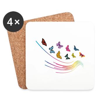 Fliegende Schmetterlinge Welle - Untersetzer (4er-Set) - Weiß - Vorne