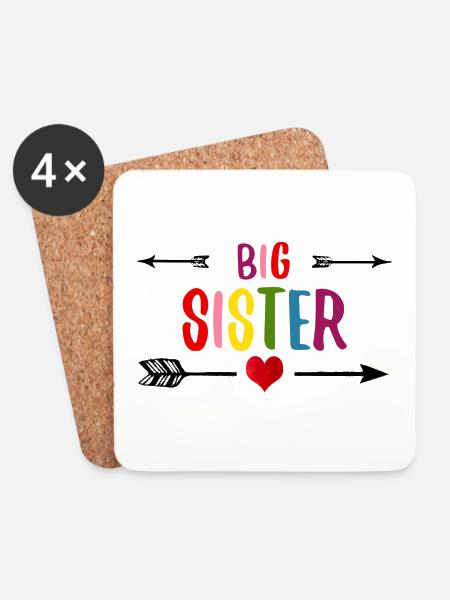 Big Sister Geschwister Schwesterliebe - Untersetzer (4er-Set) - Weiß