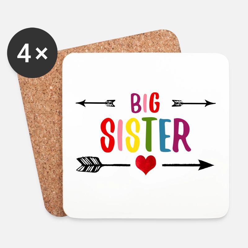 Big Sister Geschwister Schwesterliebe - Untersetzer (4er-Set) - Weiß