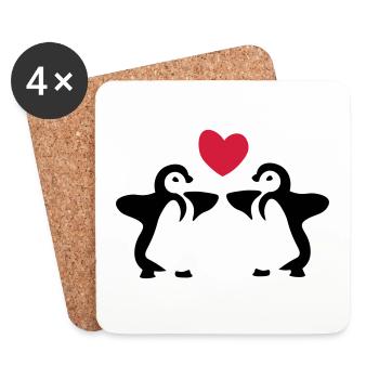 Penguin siblings / twins / gift idea - Coasters (set of 4) - white - Front