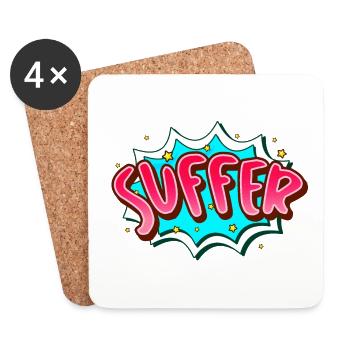 Suffer: Leiden mit Stil - Cartoon Satire - Untersetzer (4er-Set) - Weiß - Vorne
