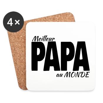 Meilleur PAPA au Monde fête des pères homme Noël - Dessous de verre (lot de 4) - blanc - Devant