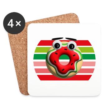 Melonen Donut im Urlaub. - Untersetzer (4er-Set) - Weiß - Vorne